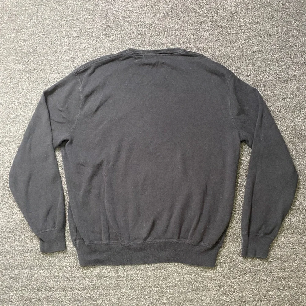 Polo Ralph Lauren Crewneck Sweater Black Mens Large Purple Pony Logo Cotton Prep